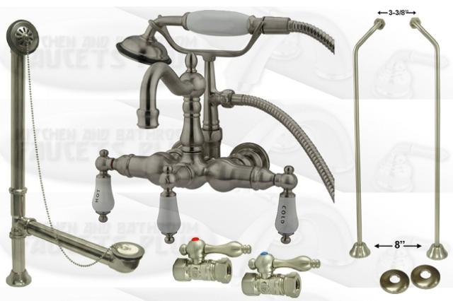 Kingston Brass Clawfoot Tub Faucet Kit - Satin Nickel - CCK1011T8-DO