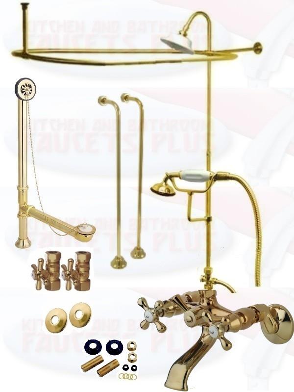 Polished Brass Clawfoot Tub Faucet Kit Faucet