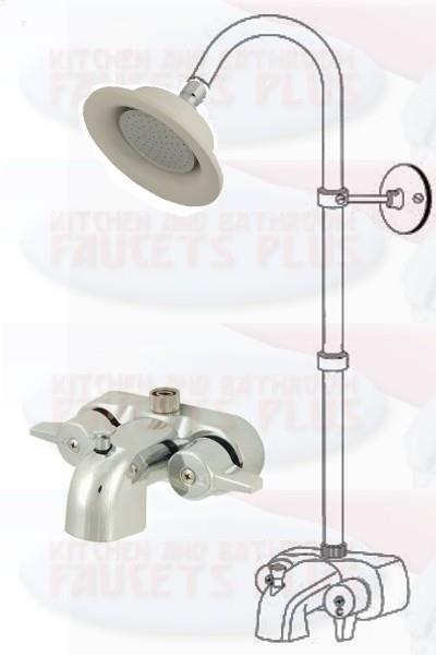 Chrome Clawfoot Tub Add-A-Shower Kit With Porcelain Sunflower Shower Head