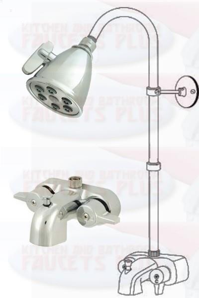 Chrome Clawfoot Tub Add-A-Shower Kit with K138A1 Shower Head