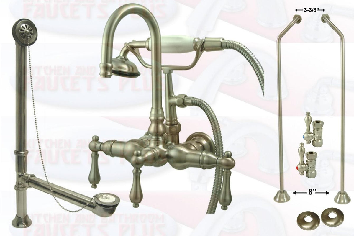 Kingston Brass CCK7T8 Satin Nickel Clawfoot Tub Faucet Kit