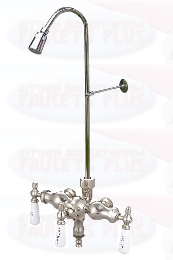 Chrome Stub Pattern Clawfoot Tub Add-A-Shower Faucet