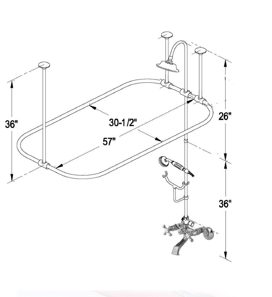 Satin Brushed Nickel Clawfoot Tub Faucet Kit  Complete with Two Extra Ceiling Mounts