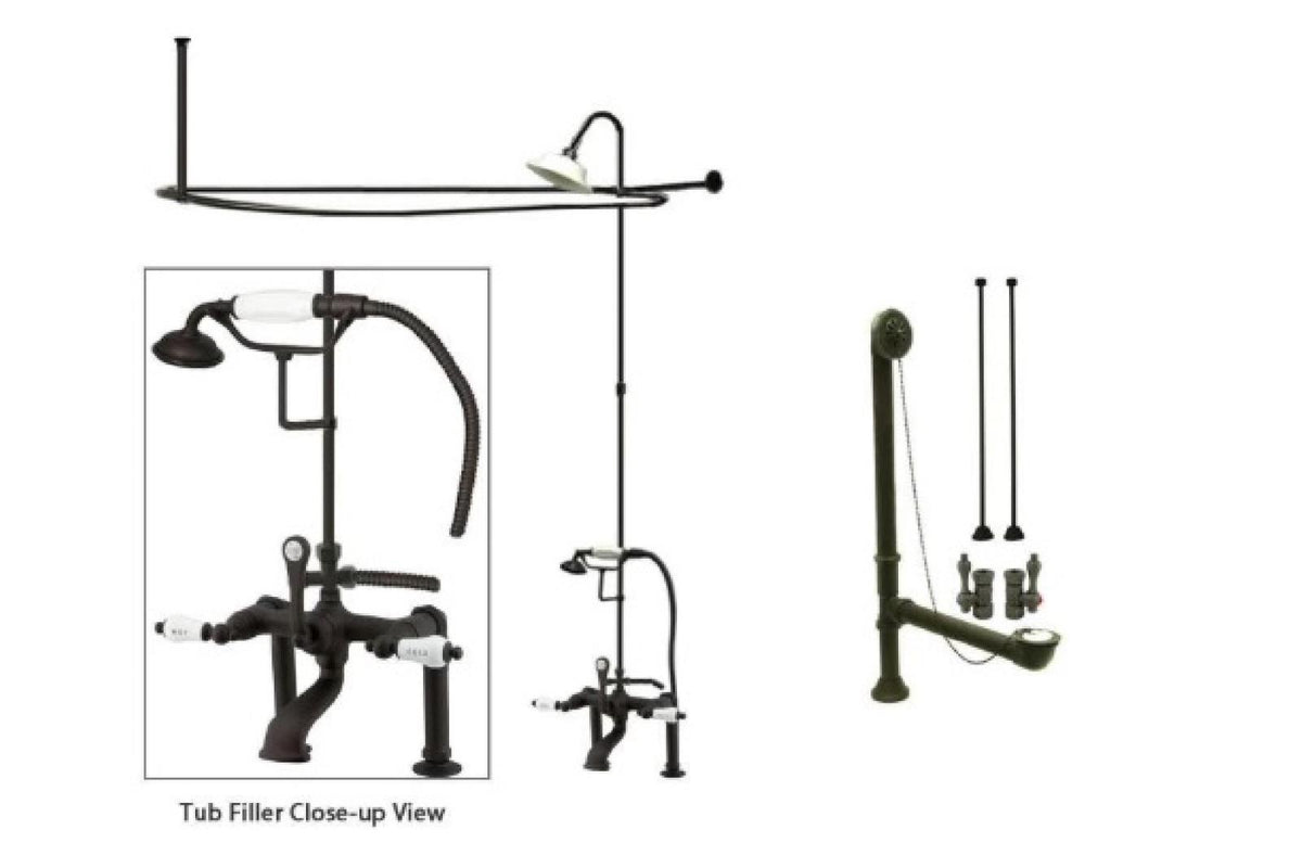 Oil Rubbed Bronze Clawfoot Tub Faucet Shower Kit with Enclosure CCK107T5CTS