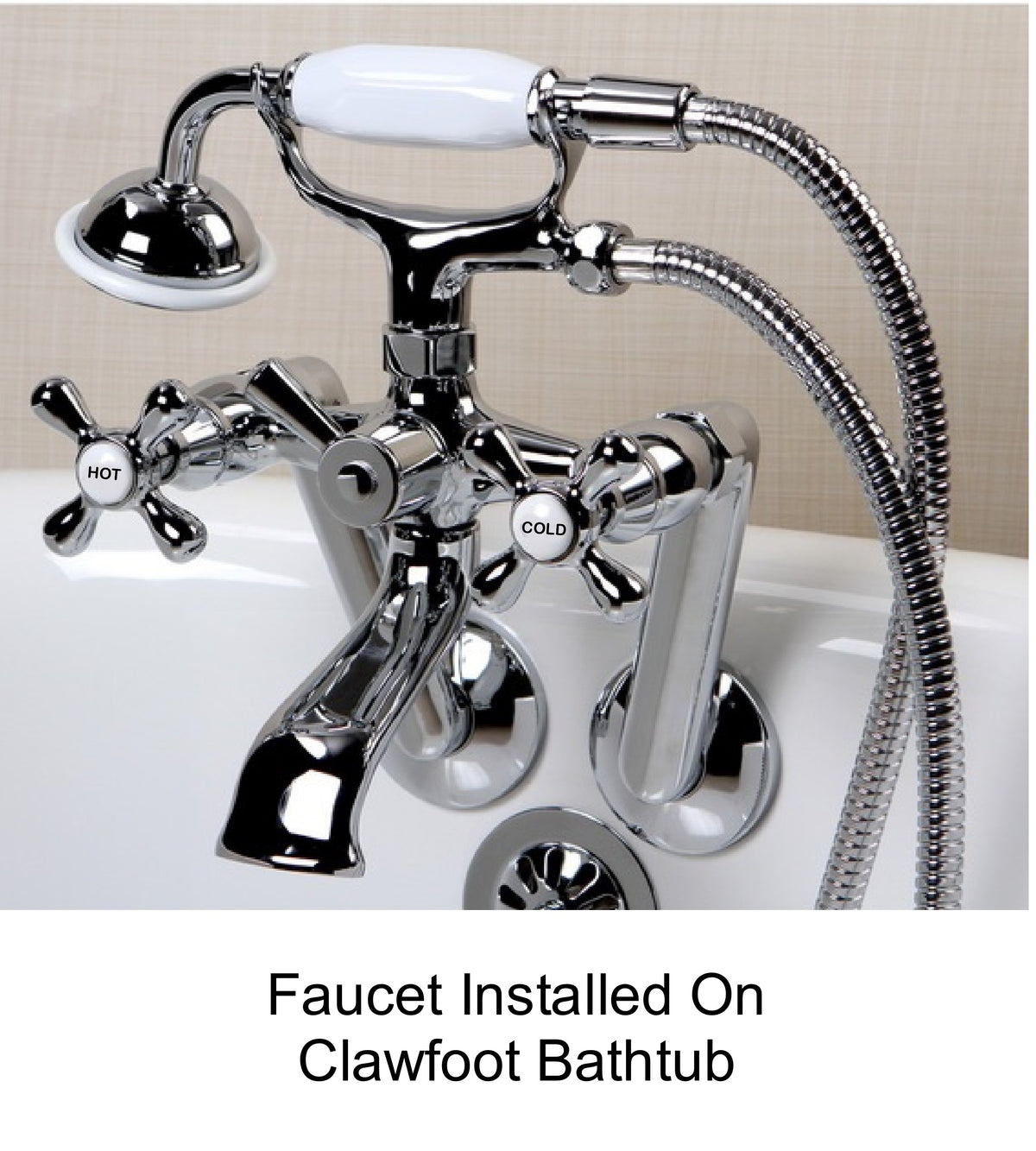 Chrome Clawfoot Tub Mounted Faucet With Hose & Hand Spray