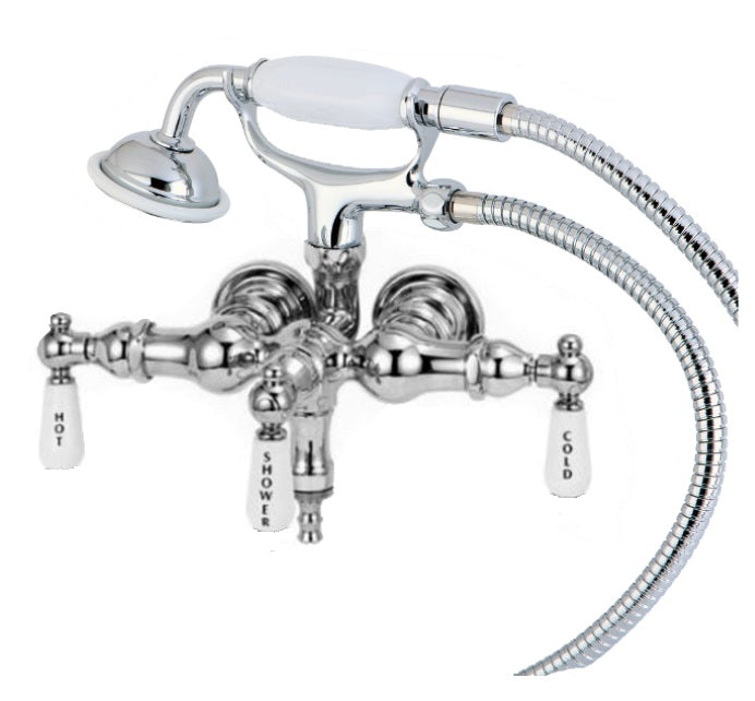 Polished Chrome Clawfoot Leg Tub Faucet With Hand Held Shower