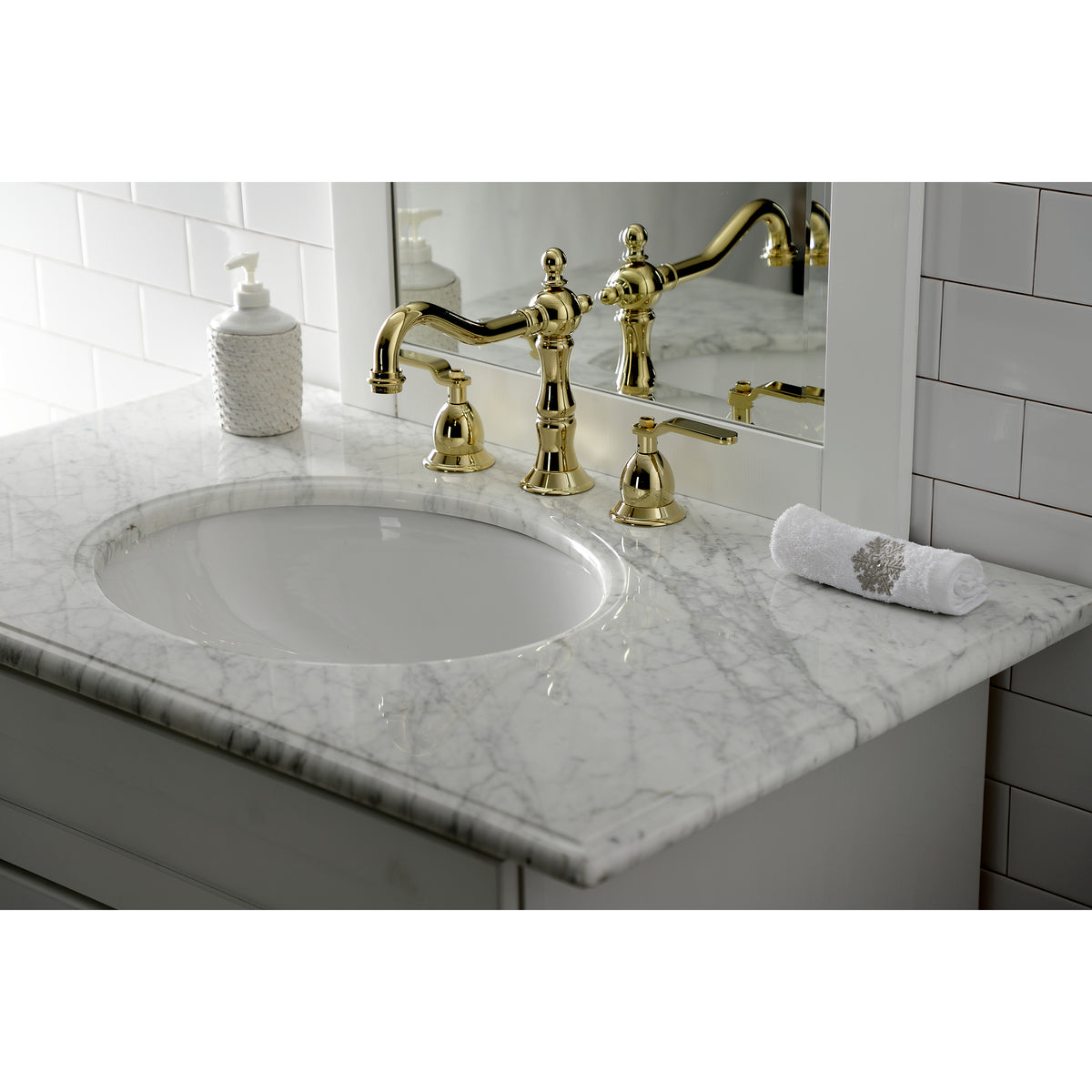 Kingston Brass KS1970KL Whitaker Widespread Bathroom Faucet with Brass Pop-Up