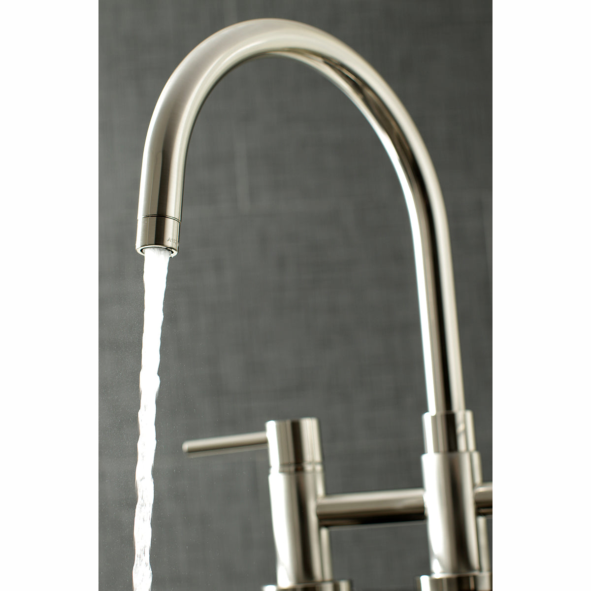 Kingston Brass KS8278DLBS Concord Two-Handle Bridge Kitchen Faucet with Brass Side Sprayer