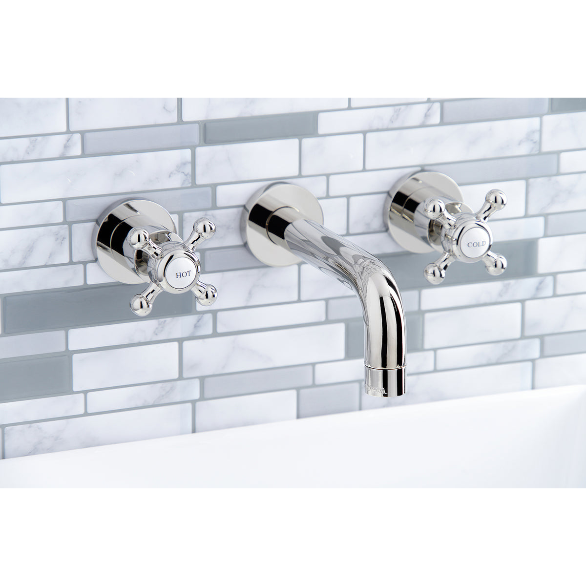 Kingston Brass KS8121BX Metropolitan 2-Handle 8 in. Wall Mount Bathroom Faucet
