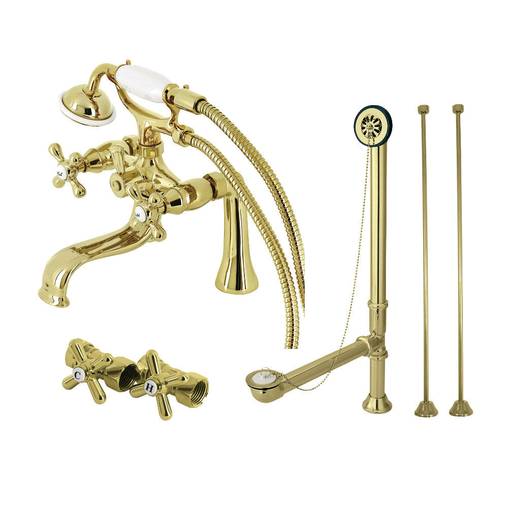 Vintage Deck Mount Clawfoot Tub Faucet Package with Supply Line