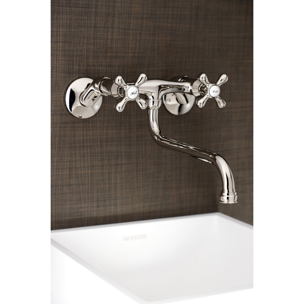 Kingston Brass KS215SN Kingston Two Handle Wall Mount Bathroom Faucet