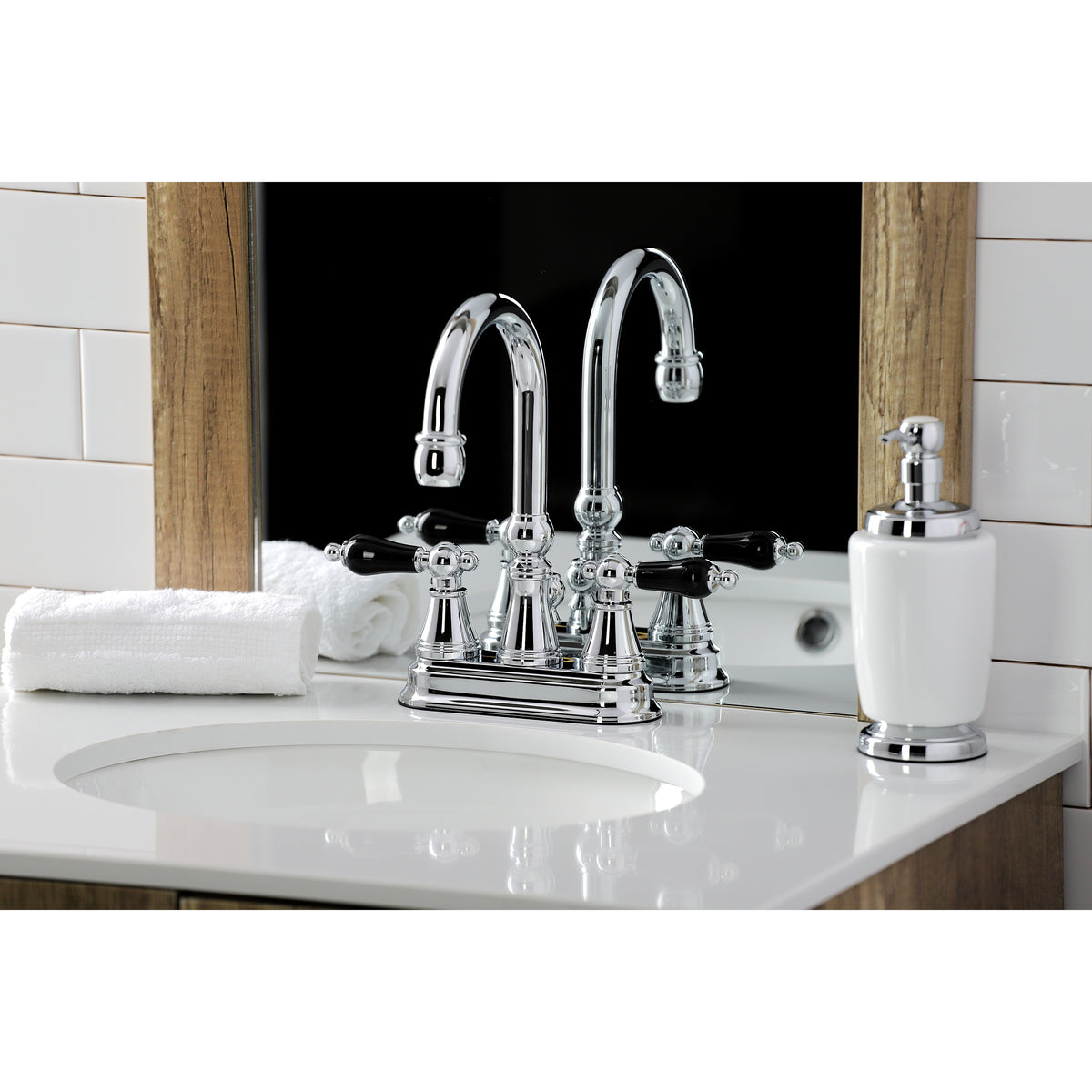 Kingston Brass KS2612PKL Duchess 4 in. Centerset Bathroom Faucet with Brass Pop-Up