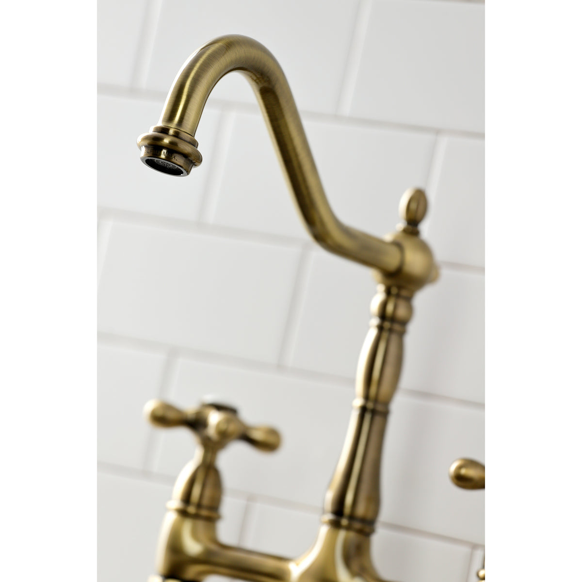 Kingston Brass KS1270AXBS Heritage Bridge Kitchen Faucet with Brass Sprayer