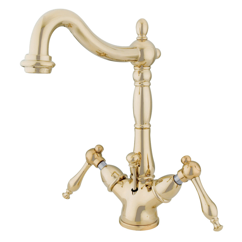 Kingston Brass KS1431NL Naples Two-Handle Bathroom Faucet with Brass Pop-Up and Cover Plate
