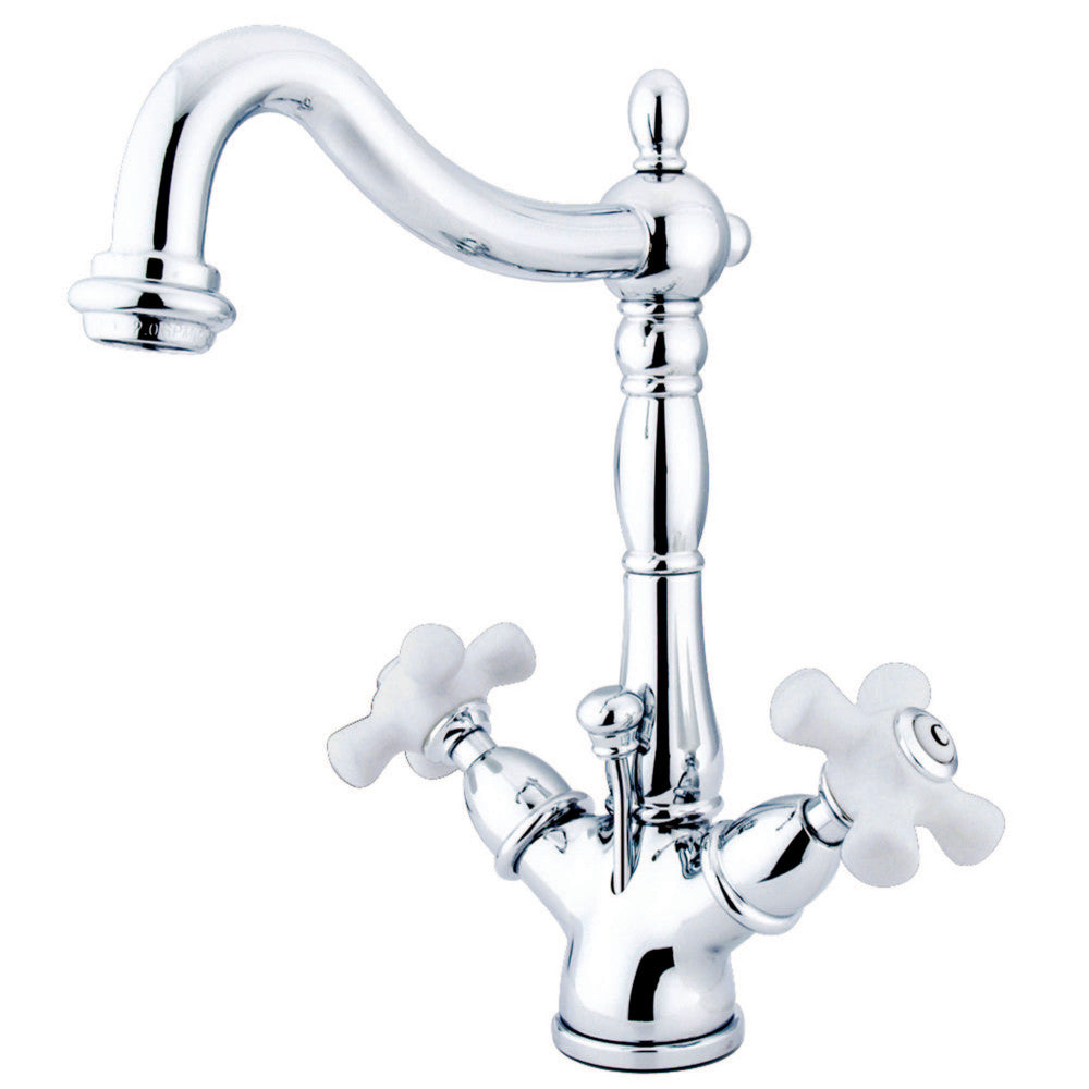 Kingston Brass KS1430PX Heritage Two-Handle Bathroom Faucet with Brass Pop-Up and Cover Plate