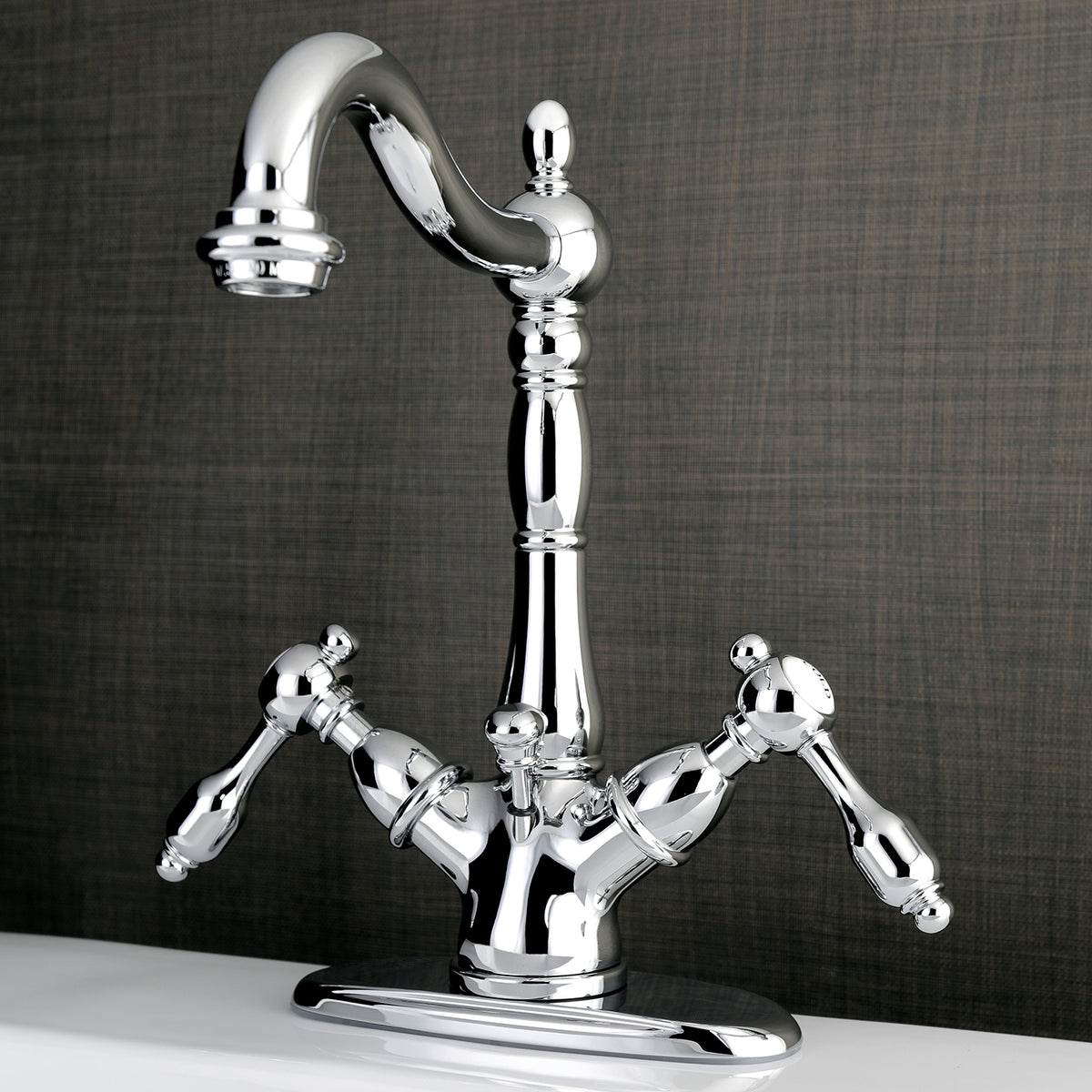 Kingston Brass KS1435TAL Tudor Two-Handle Bathroom Faucet with Brass Pop-Up and Cover Plate