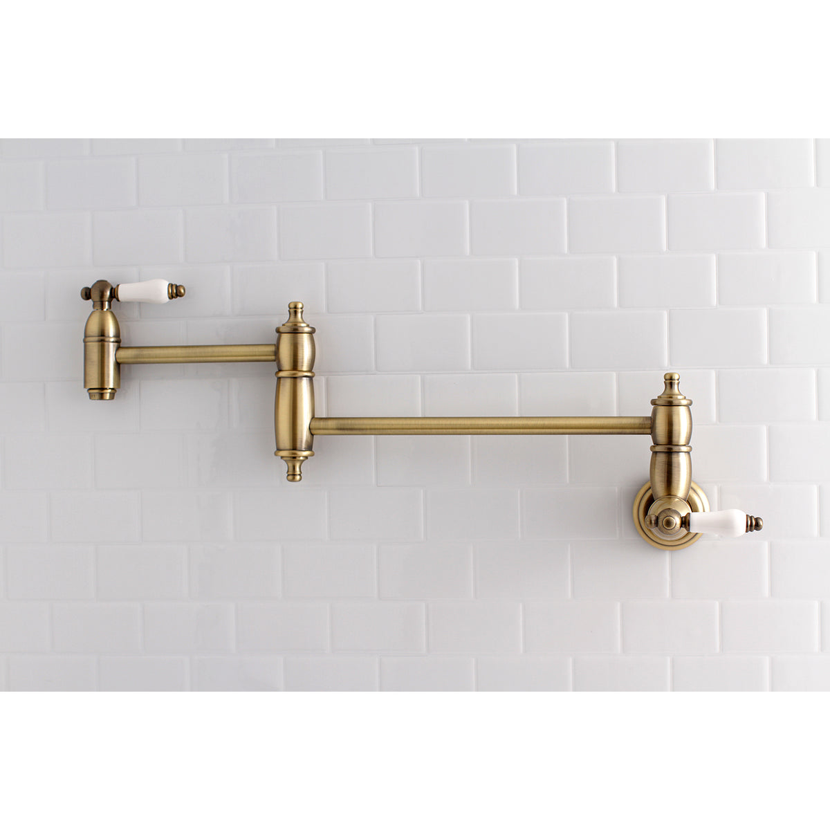 Kingston Brass KS3106PL Restoration Wall Mount Pot Filler Kitchen Faucet
