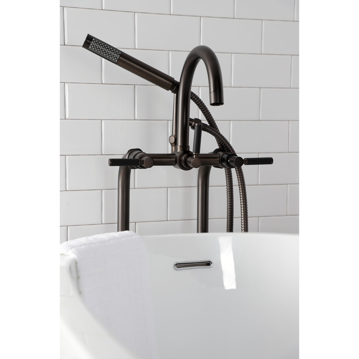 Aqua Vintage Concord Freestanding Tub Faucet with Supply Line, Stop Valve