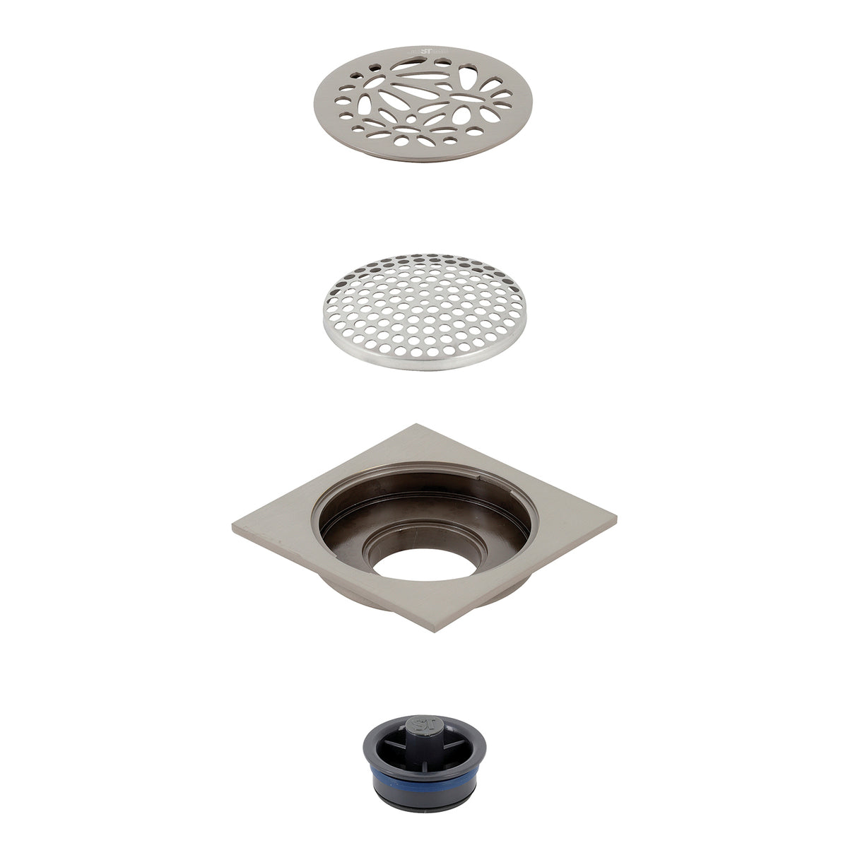 Kingston Brass Watercourse Floral 4" Square Grid Shower Drain