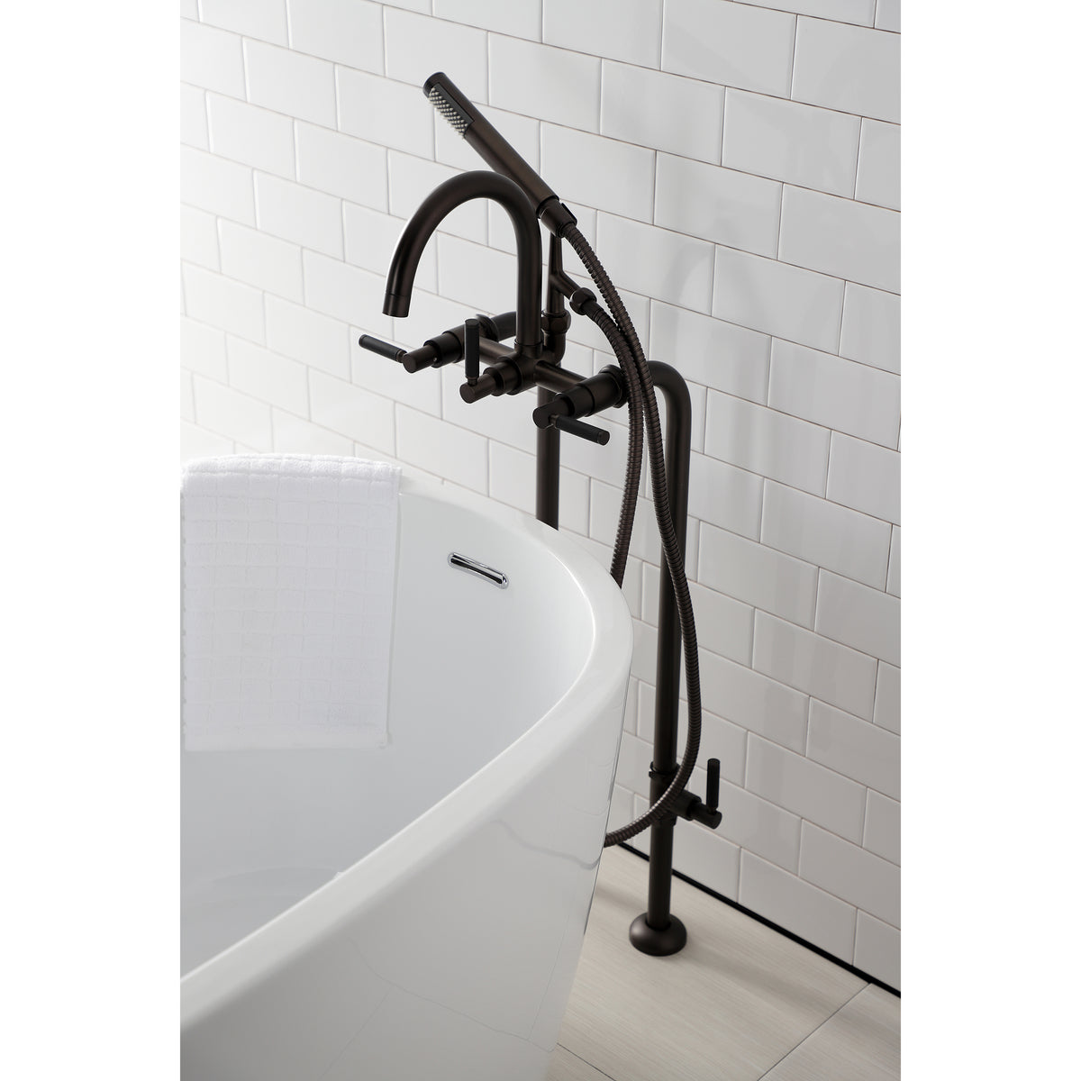 Aqua Vintage Concord Freestanding Tub Faucet with Supply Line, Stop Valve