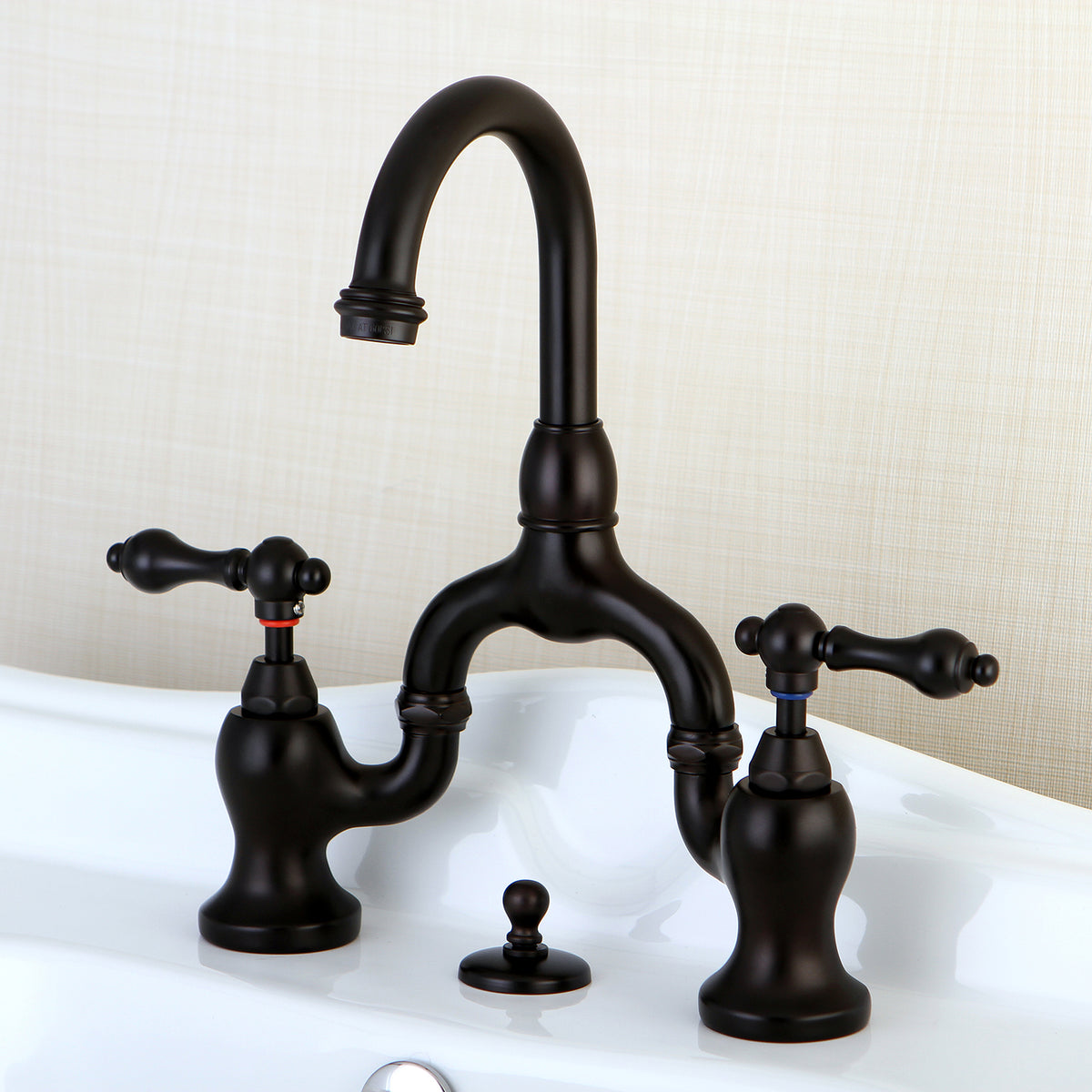 Kingston Brass KS7995AL English Country Bridge Bathroom Faucet with Brass Pop-Up