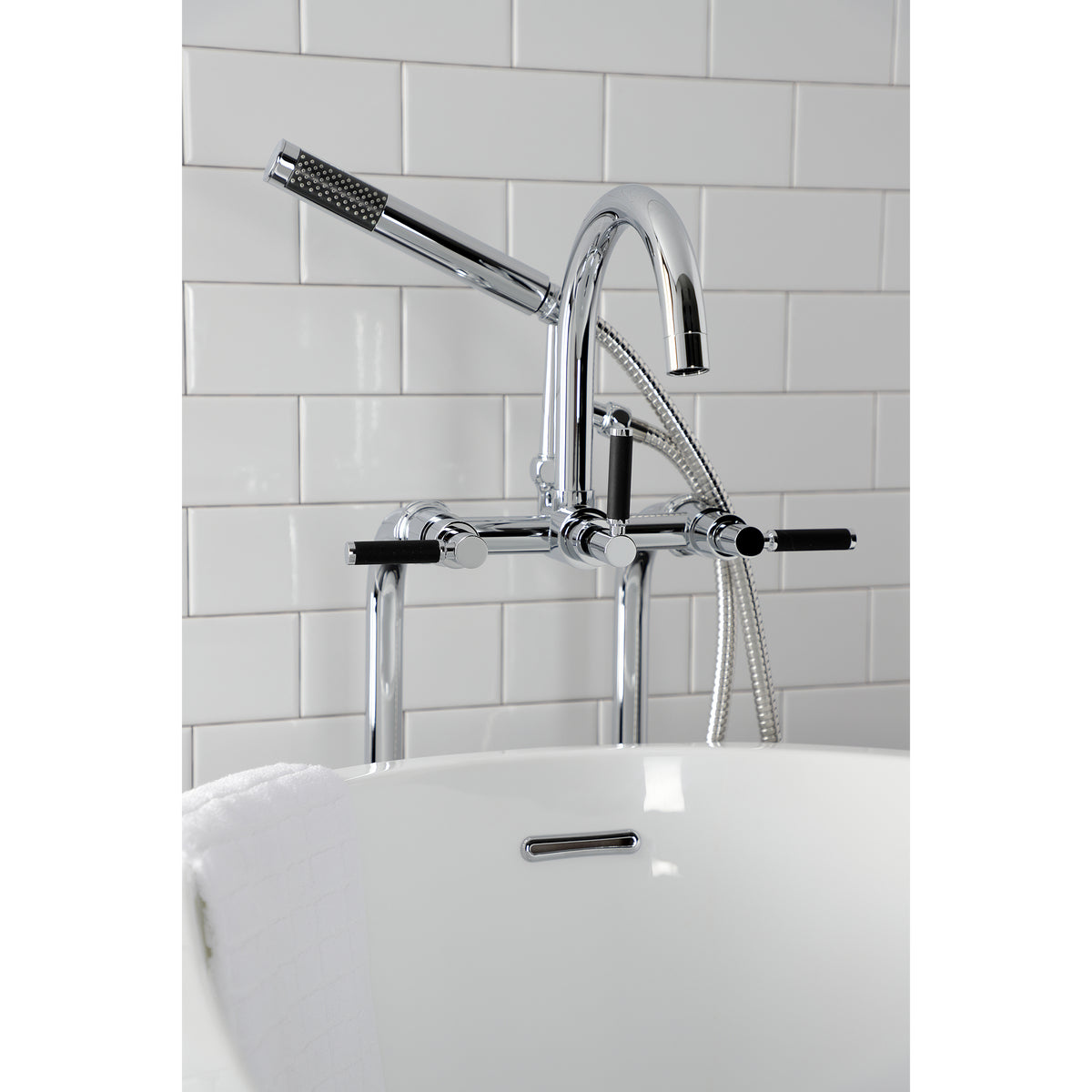 Aqua Vintage Concord Freestanding Tub Faucet with Supply Line, Stop Valve