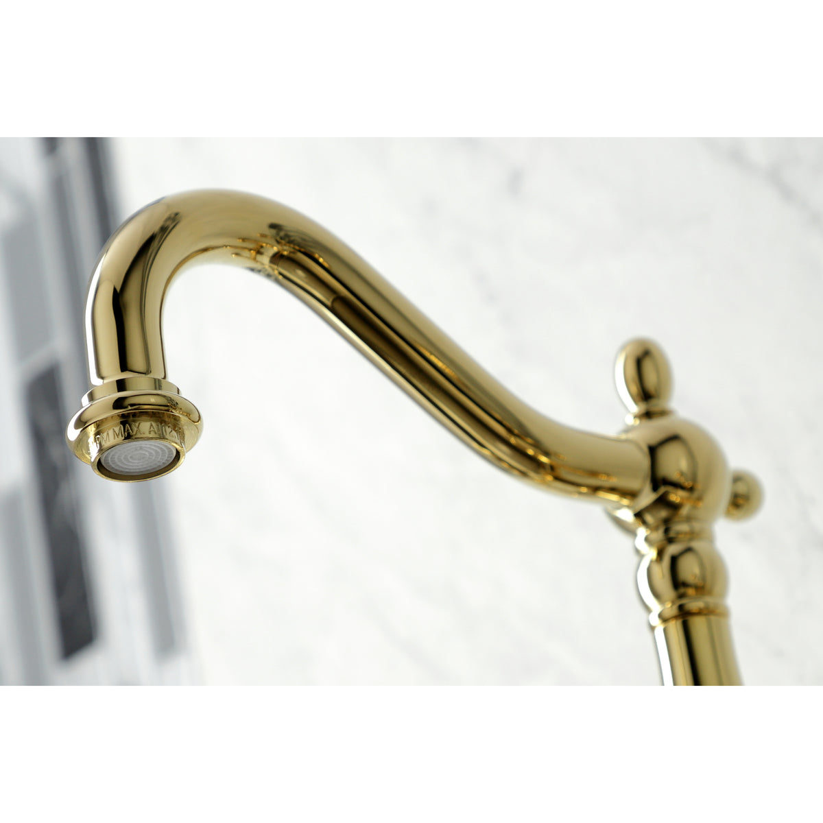 Kingston Brass KS1261PXBS Heritage Wall Mount Bridge Kitchen Faucet with Brass Sprayer