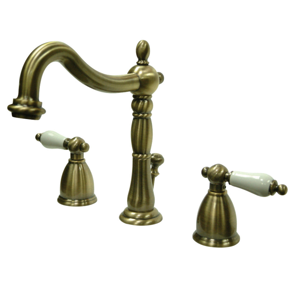 Kingston Brass KB1973PL Heritage Widespread Bathroom Faucet with Brass Pop-Up