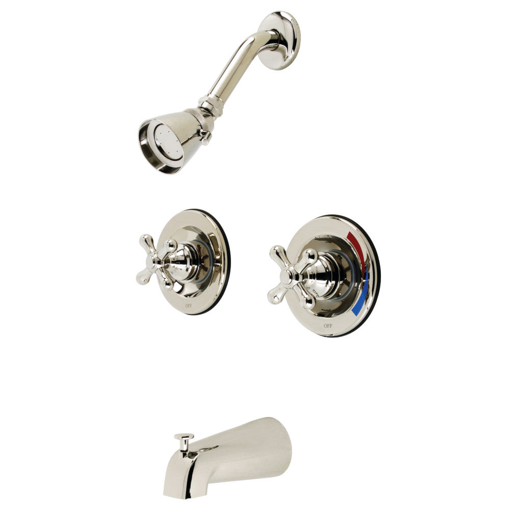 Vintage Twin Handles Tub Shower Faucet Pressure Balanced With Volume Control