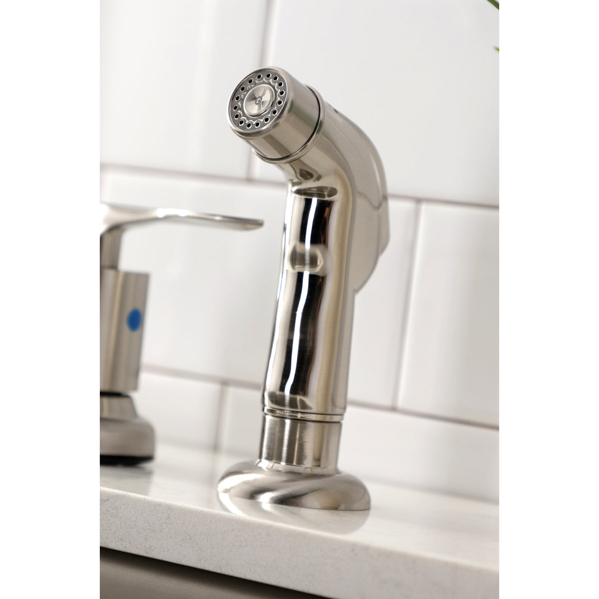 Kingston Brass FB7798SVLSP Serena Centerset Kitchen Faucet with Plastic Sprayer