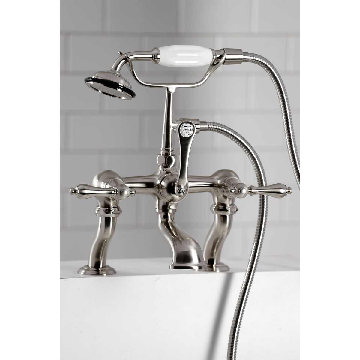 Vintage 7-Inch Deck Mount Tub Faucet with Hand Shower