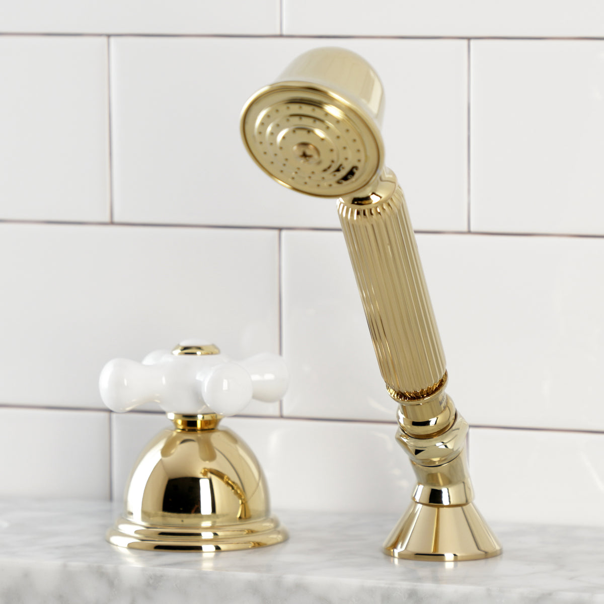 Kingston Brass Deck Mount Hand Shower with Diverter for Roman Tub Faucet