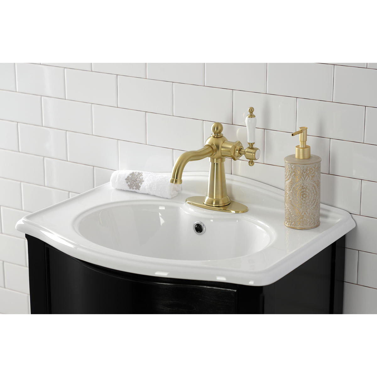 Kingston Brass KSD154KLCP Nautical Single-Handle Bathroom Faucet with Push Pop-Up