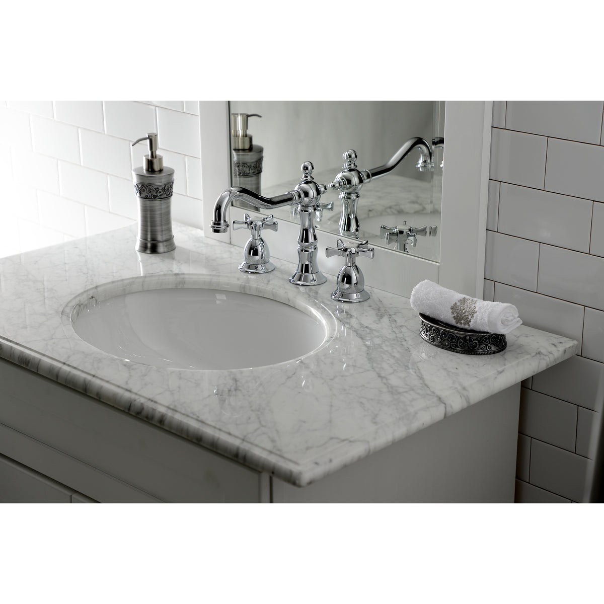 Kingston Brass KS1977NX Hamilton Widespread Bathroom Faucet with Brass Pop-Up