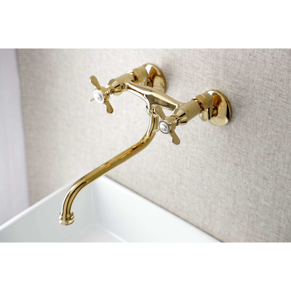 Kingston Brass KS115SN Essex Two Handle Wall Mount Bathroom Faucet