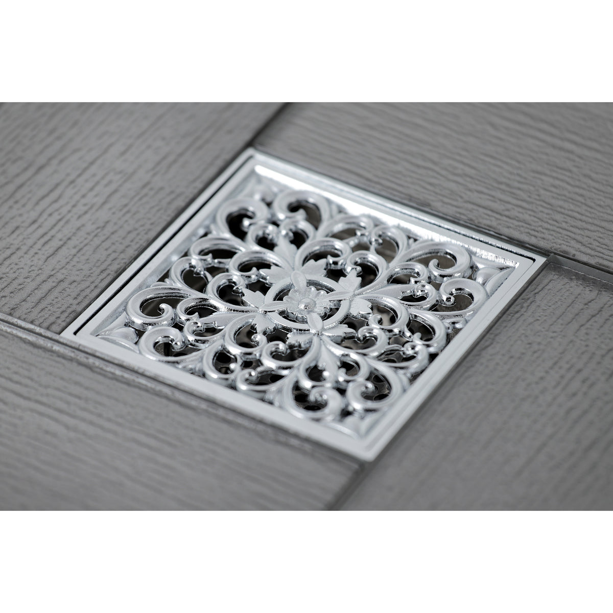 Kingston Brass Watercourse Scroll 4" Square Grid Shower Drain