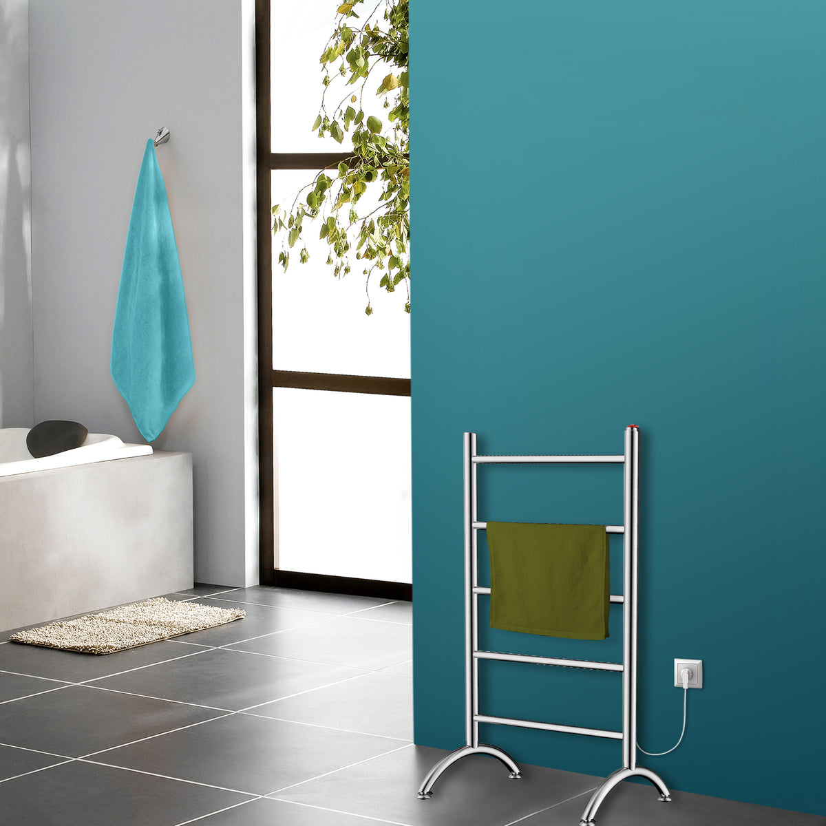 Kingston Brass Templeton Freestanding/Wall Mount Hardwired or Plug-In Towel Warmer