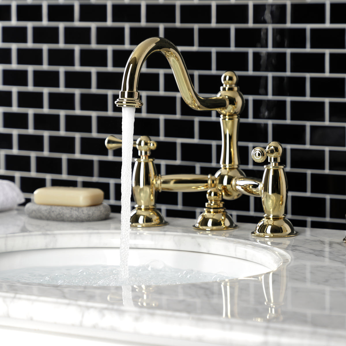 Kingston Brass KS3918BL Restoration Bathroom Bridge Faucet