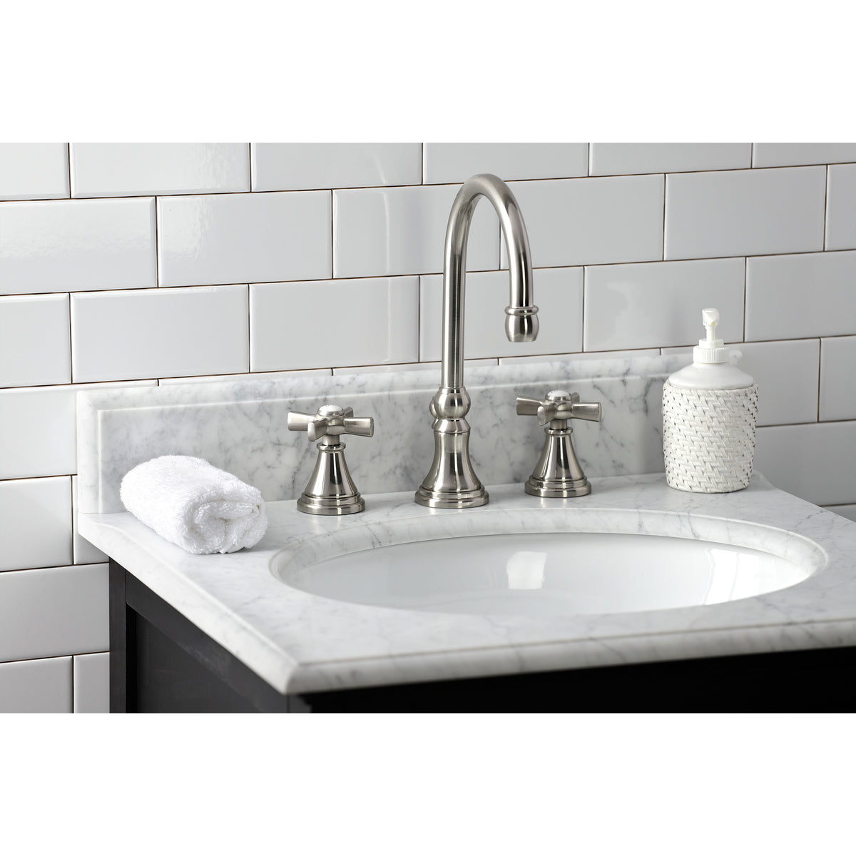 Kingston Brass KS2985ZX Millennium Widespread Bathroom Faucet with Brass Pop-Up