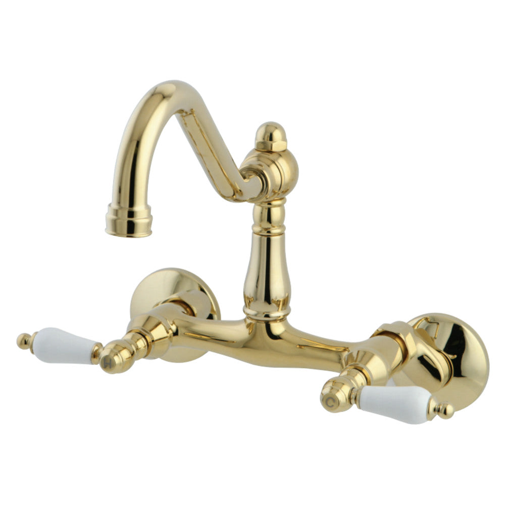 Kingston Brass KS3228PL Vintage 6" Adjustable Center Wall Mount Kitchen Faucet