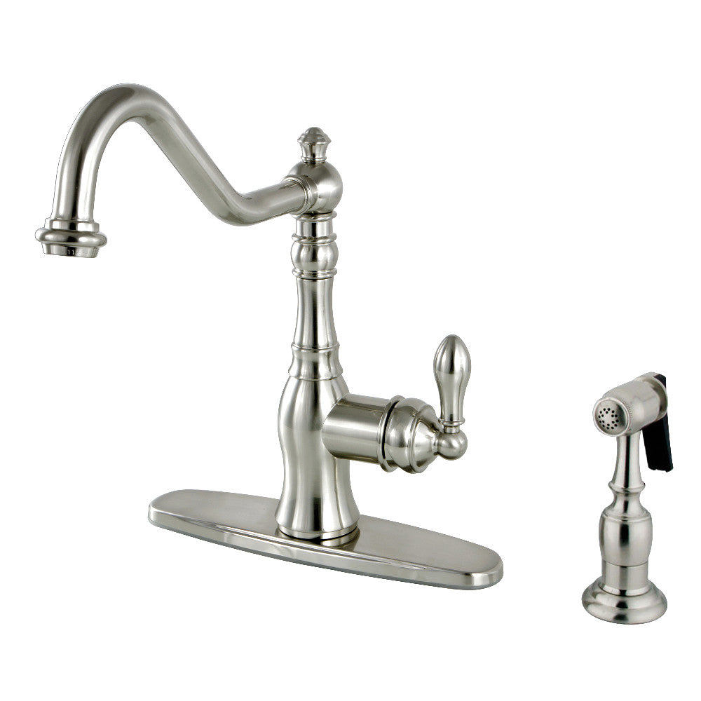 Gourmetier GSY7708ACLBS American Classic Single-Handle Kitchen Faucet with Brass Sprayer