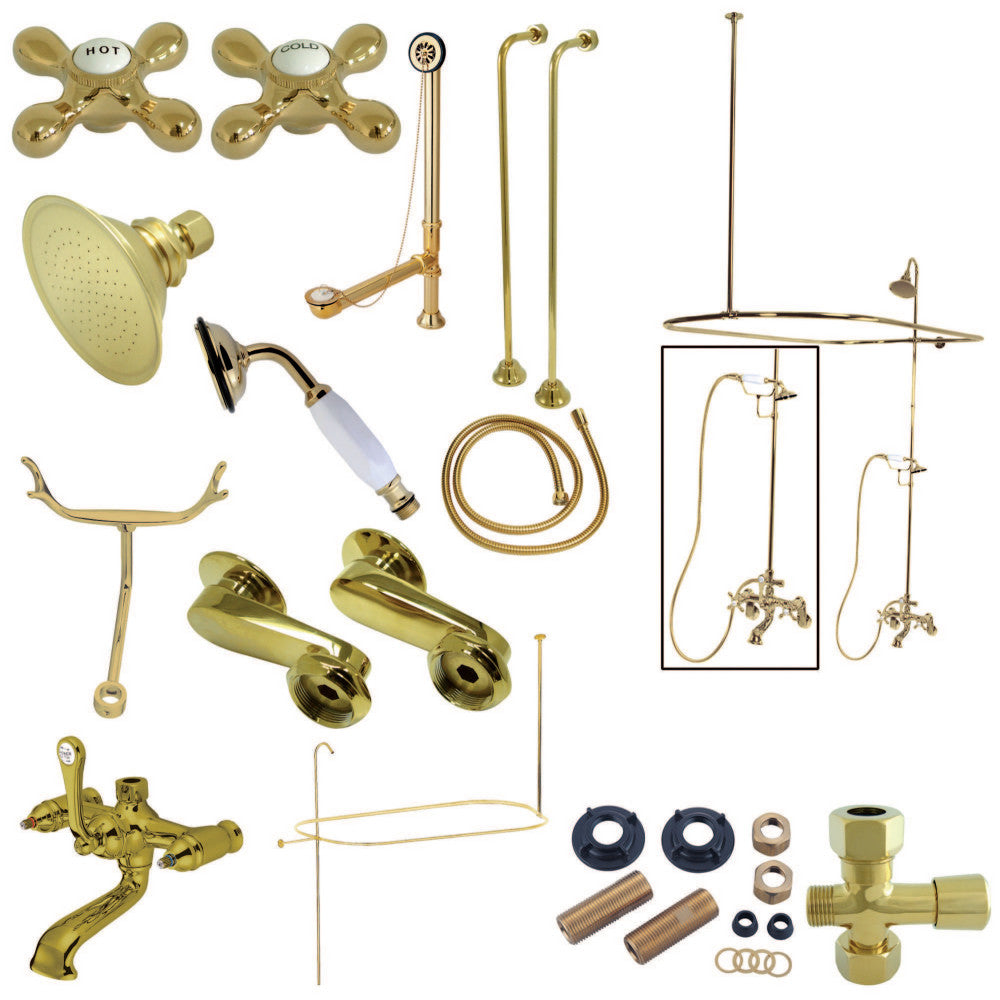 Vintage Clawfoot Tub Faucet Package with Shower Enclosure