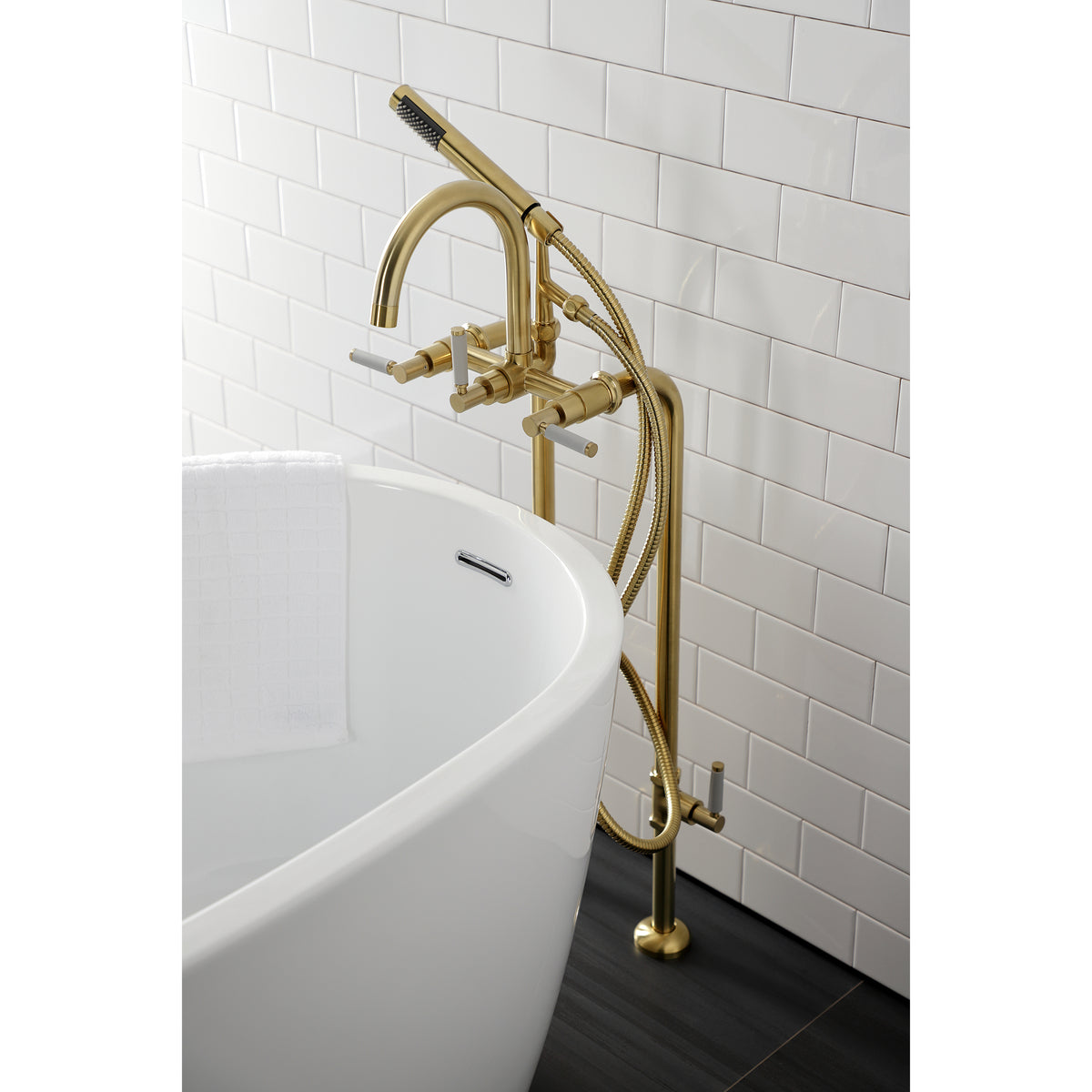 Aqua Vintage Concord Freestanding Tub Faucet with Supply Line, Stop Valve