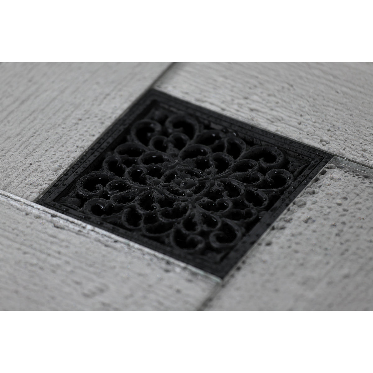 Kingston Brass Watercourse Scroll 4" Square Grid Shower Drain