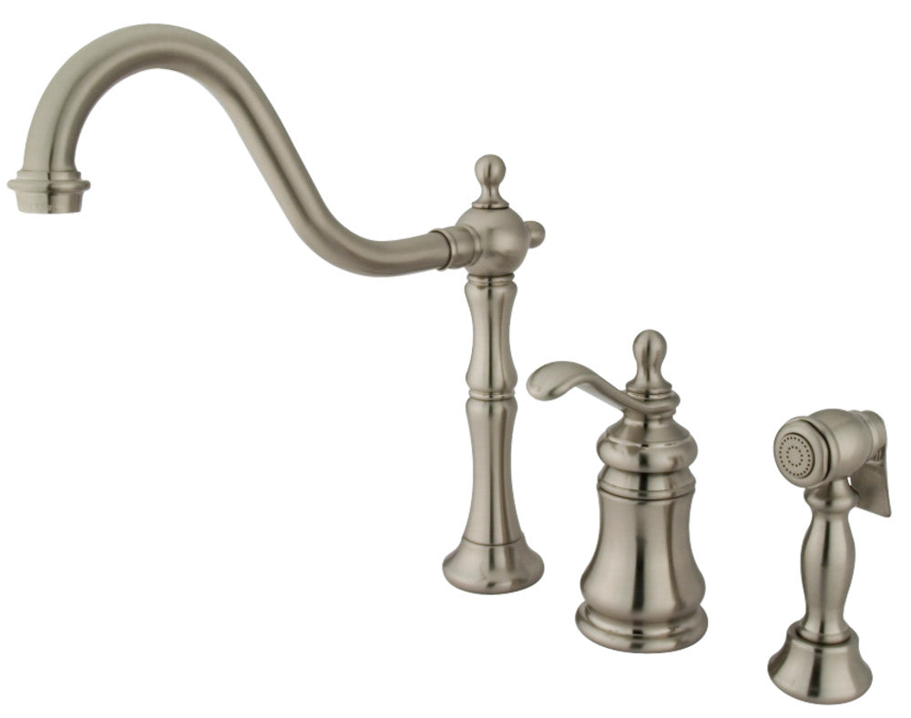 Kingston Brass KS7808TPLBS Templeton Single-Handle Widespread Kitchen Faucet with Brass Sprayer