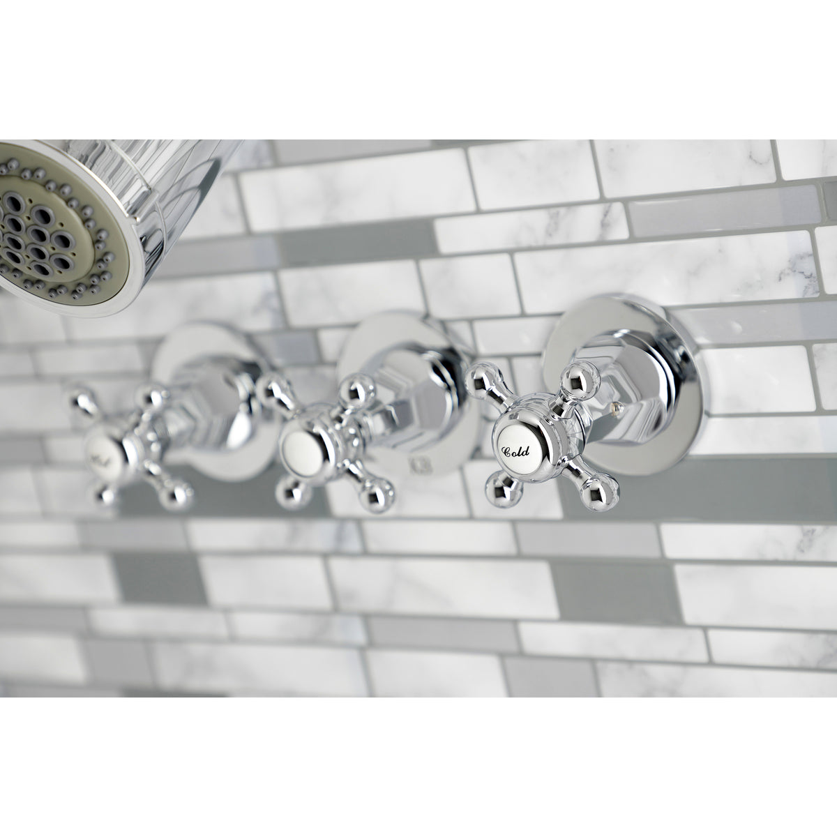 Metropolitan Three-Handle Tub and Shower Faucet