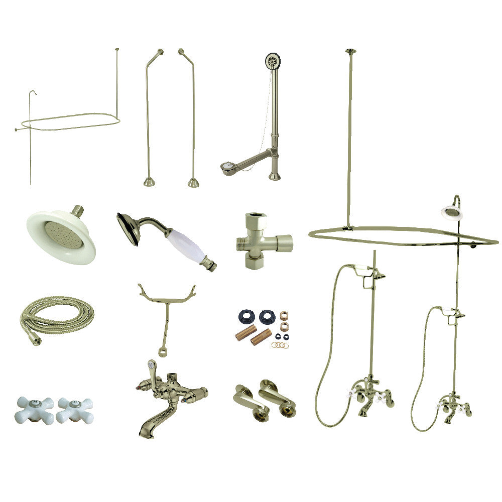 Vintage Clawfoot Tub Faucet Package with Shower Enclosure