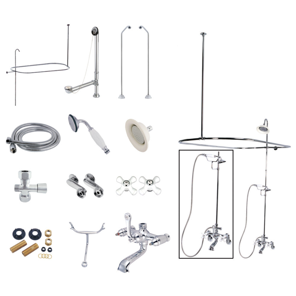 Vintage Clawfoot Tub Faucet Package with Shower Enclosure