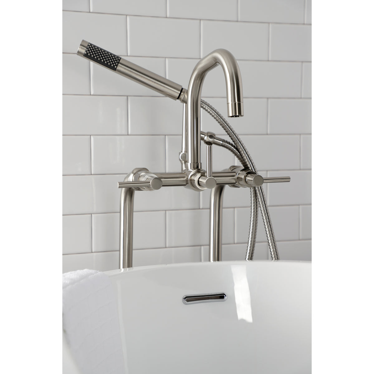 Aqua VintageL Concord Freestanding Tub Faucet with Supply Line, Stop Valve