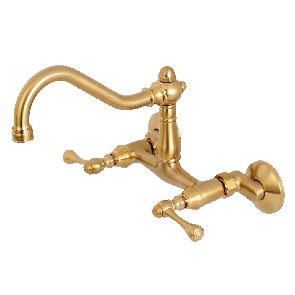 Kingston Brass KS322BLAC Vintage 6" Adjustable Center Wall Mount Kitchen Faucet